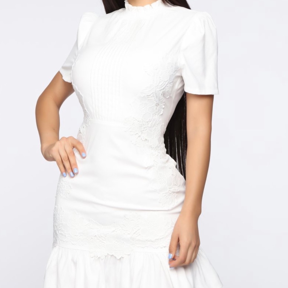 White floral mini dress